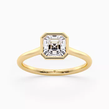 Asscher Carina Diamond Ring in 9K Yellow Gold