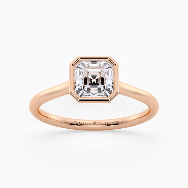 Asscher Carina Diamond Ring in 18K Rose Gold