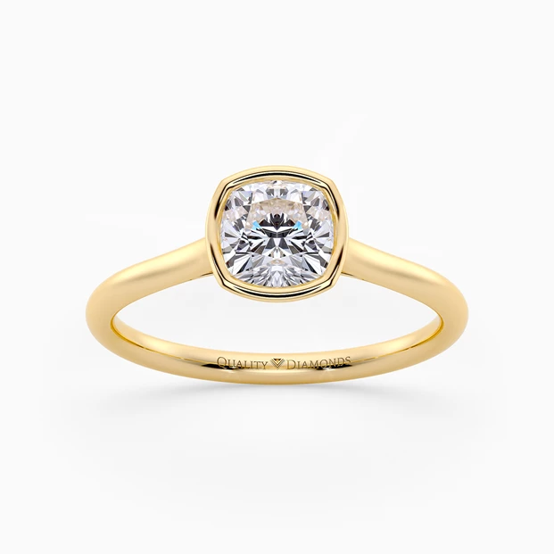 Cushion Carina Diamond Ring in 18K Yellow Gold