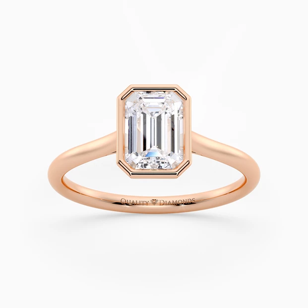 Emerald Carina Diamond Ring in 9K Rose Gold