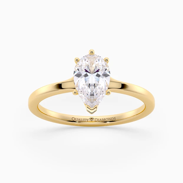 Pear Lita Diamond Ring in 9K Yellow Gold