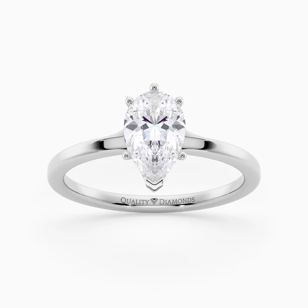 Pear Lita Diamond Ring in 9K White Gold