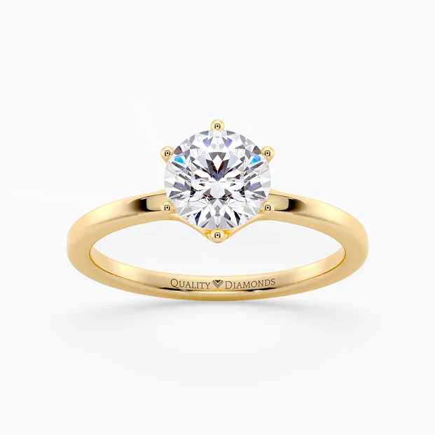 Round Brilliant Lita Diamond Ring in 9K Yellow Gold
