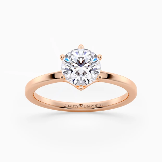 Round Brilliant Lita Diamond Ring in 18K Rose Gold
