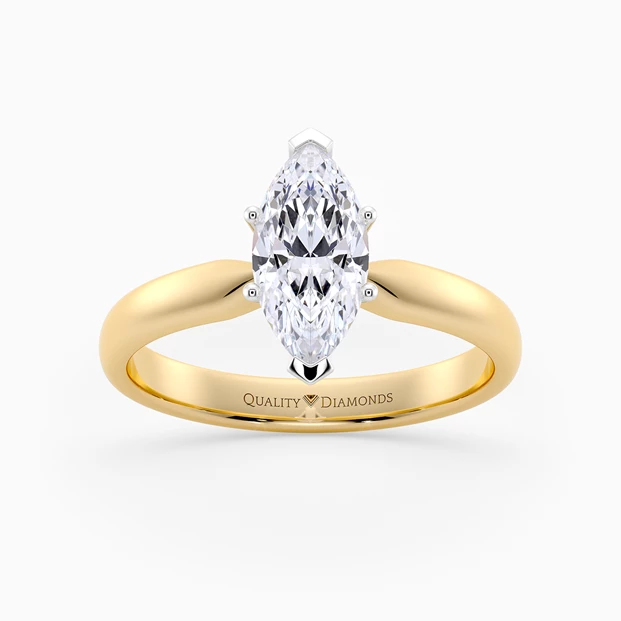 Marquise Six Claw Amia Diamond Ring in 18K Yellow Gold