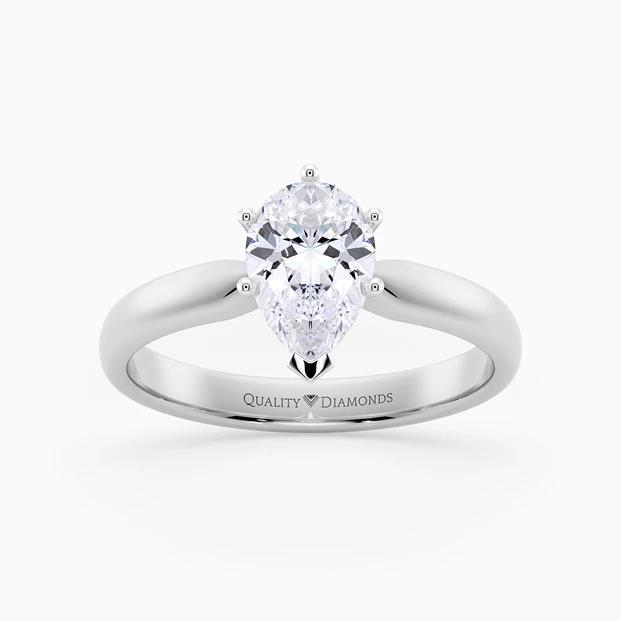 Pear Six Claw Amia Diamond Ring in Platinum