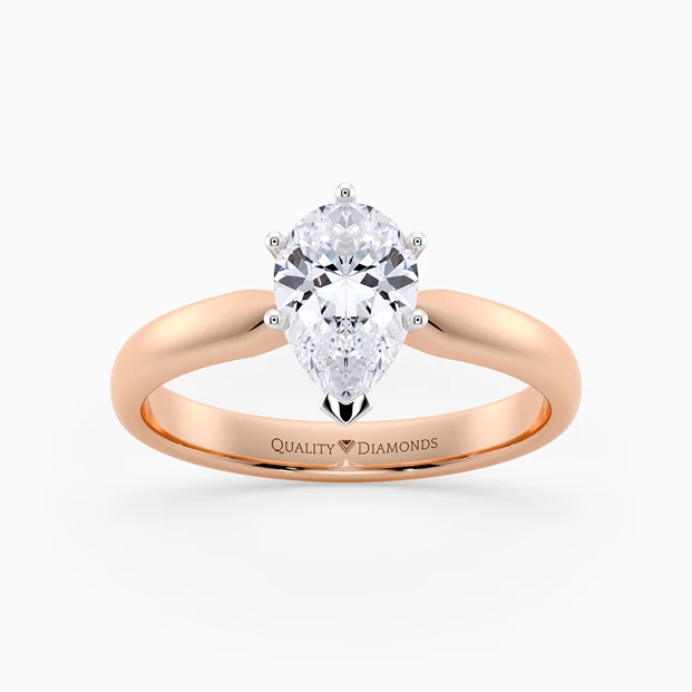 Pear Six Claw Amia Diamond Ring in 9K Rose Gold