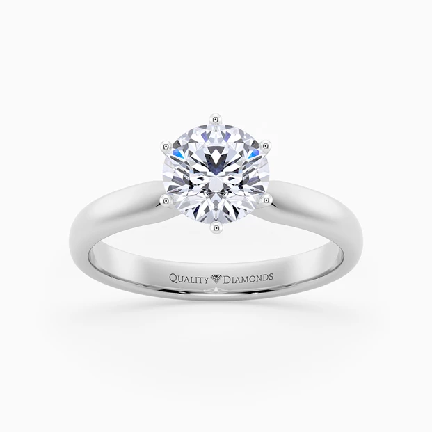 Six Claw Round Brilliant Amia Diamond Ring in Platinum