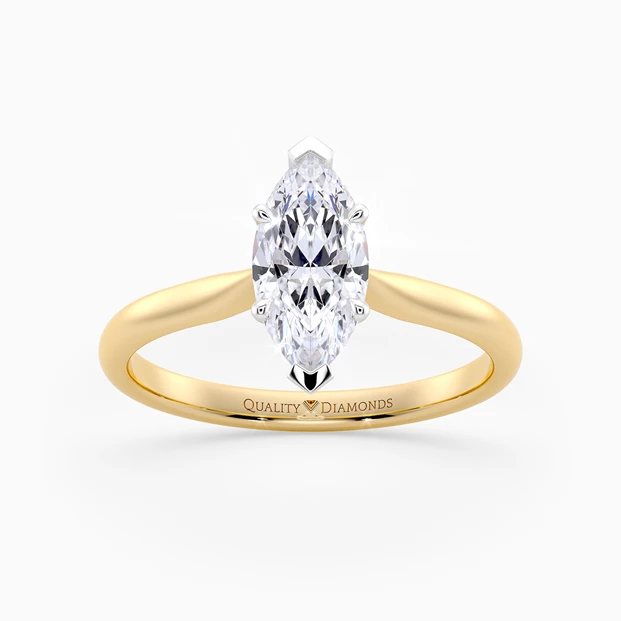 Marquise Six Claw Beau Diamond Ring in 9K Yellow Gold