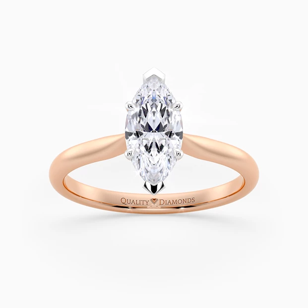 Marquise Six Claw Beau Diamond Ring in 9K Rose Gold