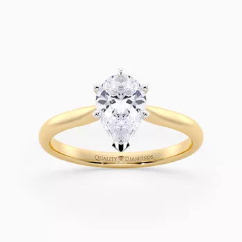 Pear Six Claw Beau Diamond Ring in 9K Yellow Gold