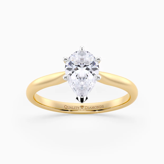 Pear Six Claw Beau Diamond Ring in 18K Yellow Gold
