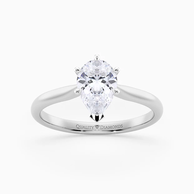 Pear Six Claw Beau Diamond Ring in Platinum 950