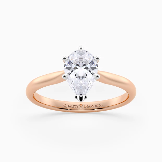 Pear Six Claw Beau Diamond Ring in 18K Rose Gold