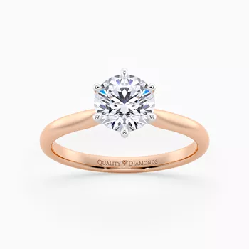 Six Claw Round Brilliant Beau Diamond Ring in 18K Rose Gold