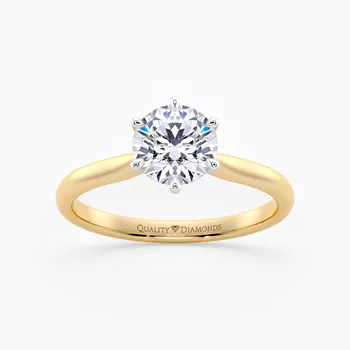 Six Claw Round Brilliant Beau Diamond Ring in 18K Yellow Gold