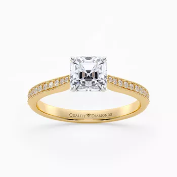 Diamond Set Asscher Beau Diamond Ring in 9K Yellow Gold