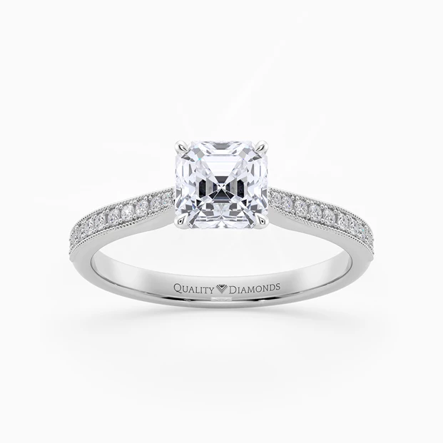 Diamond Set Asscher Beau Diamond Ring in 18K White Gold