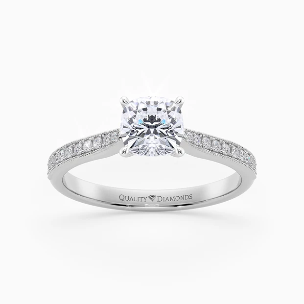 Diamond Set Cushion Beau Diamond Ring in 9K White Gold