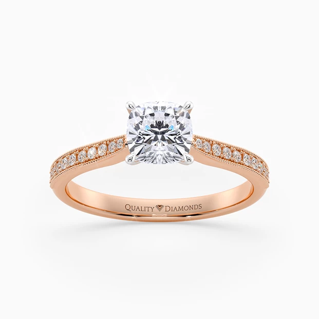 Diamond Set Cushion Beau Diamond Ring in 9K Rose Gold