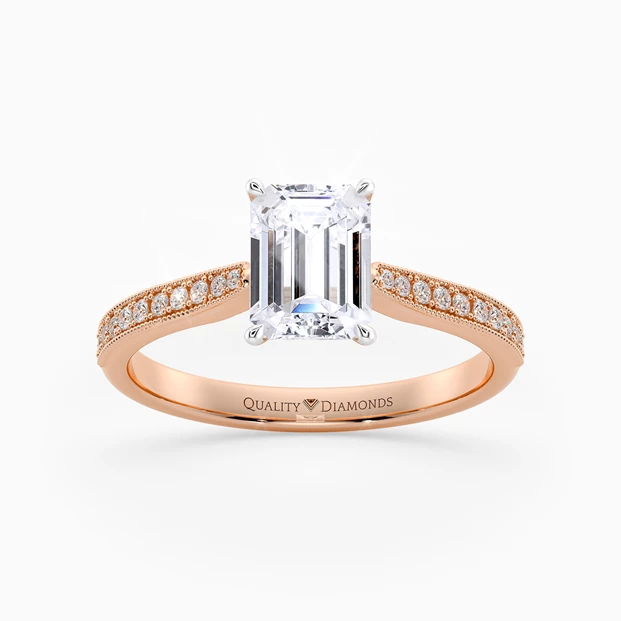 Diamond Set Emerald Beau Diamond Ring in 18K Rose Gold