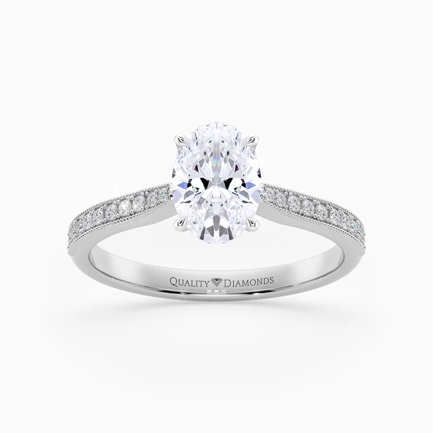 Diamond Set Oval Beau Diamond Ring in 18K White Gold