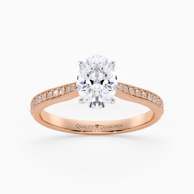 Diamond Set Oval Beau Diamond Ring in 18K Rose Gold