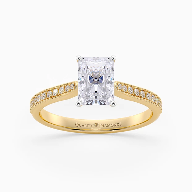 Diamond Set Radiant Beau Diamond Ring in 18K Yellow Gold