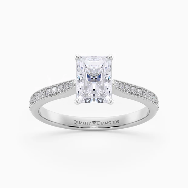 Diamond Set Radiant Beau Diamond Ring in 9K White Gold