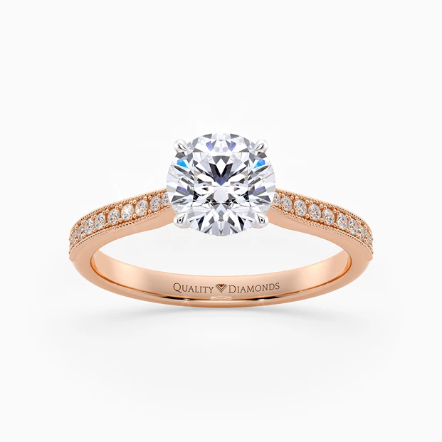 Diamond Set Round Brilliant Beau Diamond Ring in 18K Rose Gold