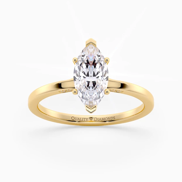 Diamond Set Marquise Lita Diamond Ring in 18K Yellow Gold