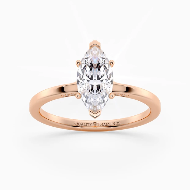 Diamond Set Marquise Lita Diamond Ring in 18K Rose Gold