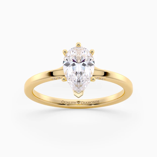 Diamond Set Pear Lita Diamond Ring in 9K Yellow Gold