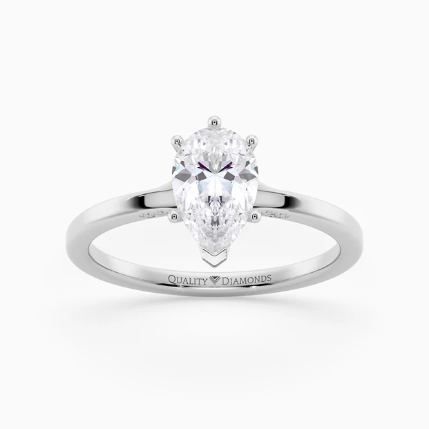 Diamond Set Pear Lita Diamond Ring in Palladium