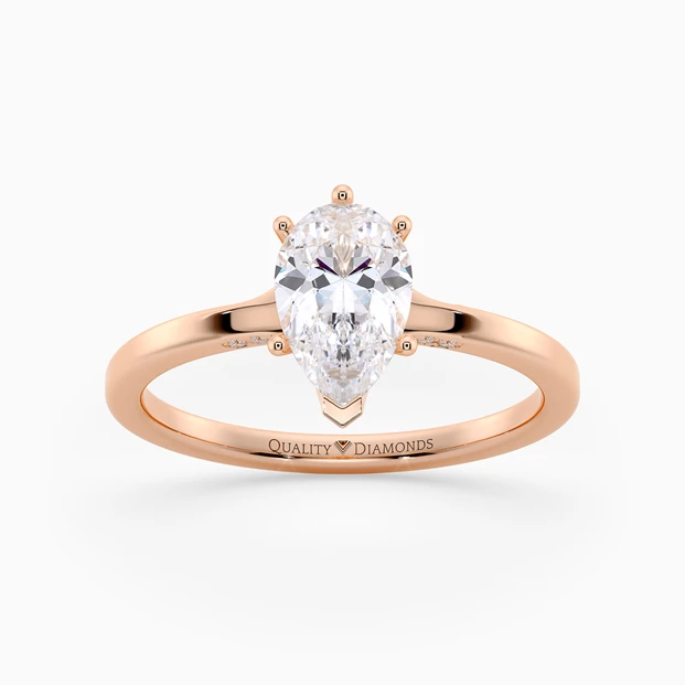 Diamond Set Pear Lita Diamond Ring in 18K Rose Gold