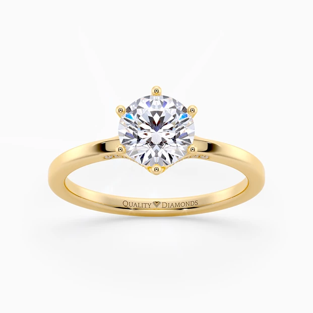 Diamond Set Round Brilliant Lita Diamond Ring in 18K Yellow Gold