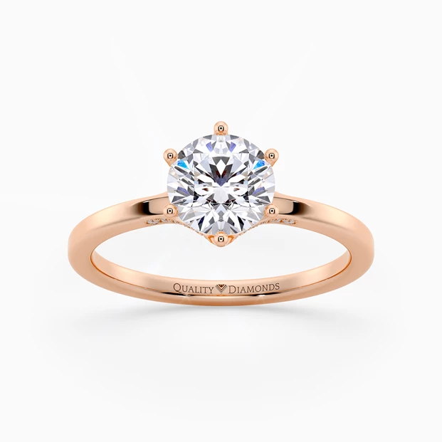 Diamond Set Round Brilliant Lita Diamond Ring in 18K Rose Gold