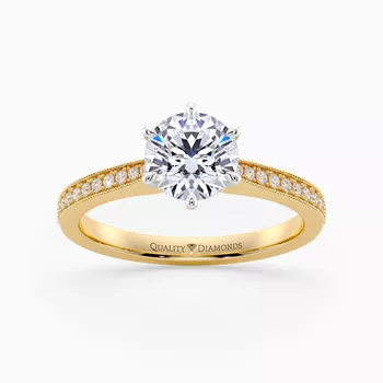 Six Claw Diamond Set Round Brilliant Beau Diamond Ring in 18K Yellow Gold