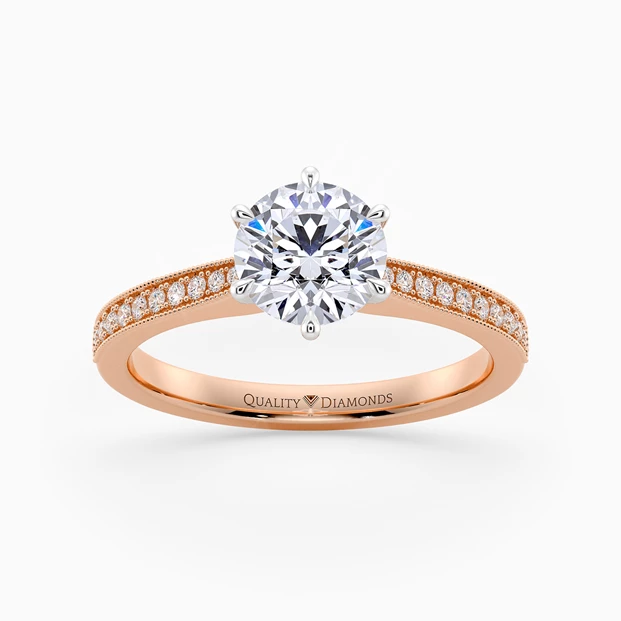 Six Claw Diamond Set Round Brilliant Beau Diamond Ring in 18K Rose Gold