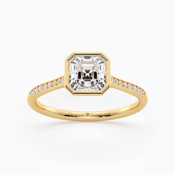 Diamond Set Asscher Carina Diamond Ring in 9K Yellow Gold