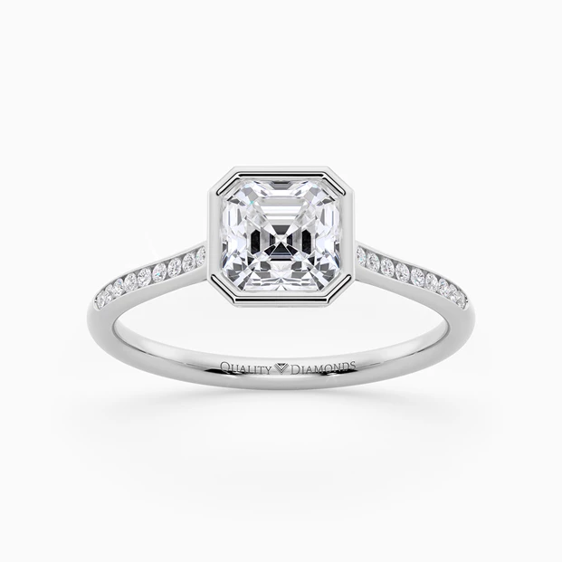 Diamond Set Asscher Carina Diamond Ring in Palladium