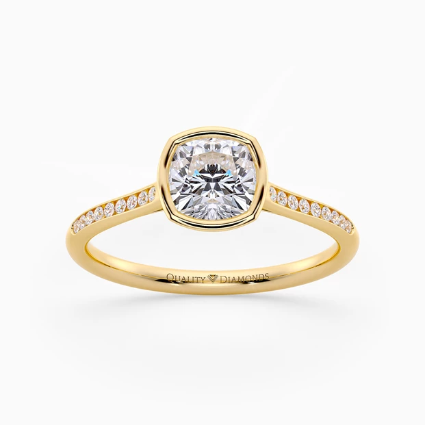Diamond Set Cushion Carina Diamond Ring in 9K Yellow Gold