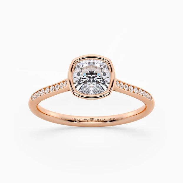 Diamond Set Cushion Carina Diamond Ring in 18K Rose Gold