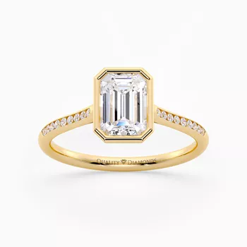 Diamond Set Emerald Carina Diamond Ring in 9K Yellow Gold