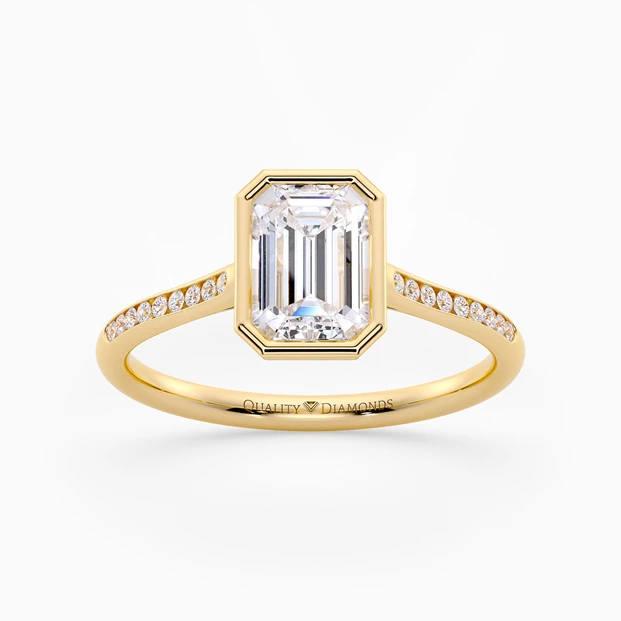 Diamond Set Emerald Carina Diamond Ring in 18K Yellow Gold