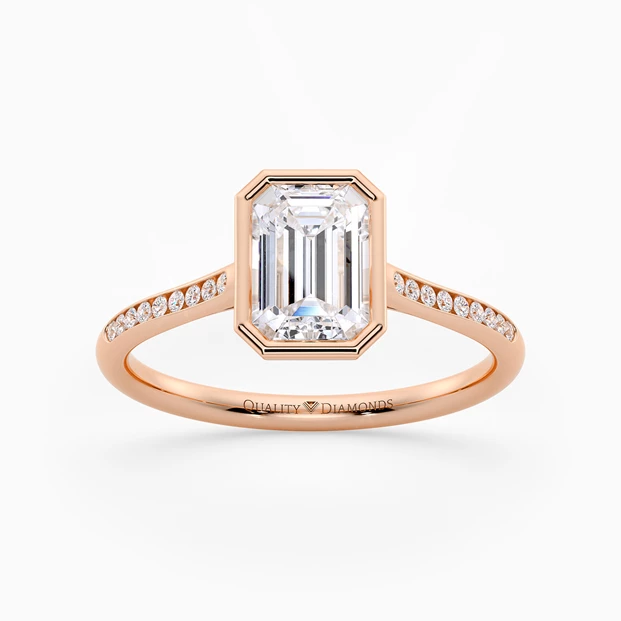Diamond Set Emerald Carina Diamond Ring in 18K Rose Gold