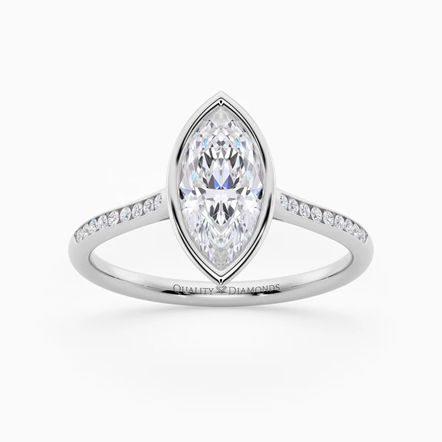 Diamond Set Marquise Carina Diamond Ring in 9K White Gold