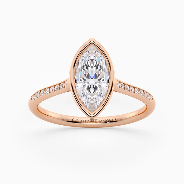 Diamond Set Marquise Carina Diamond Ring in 18K Rose Gold