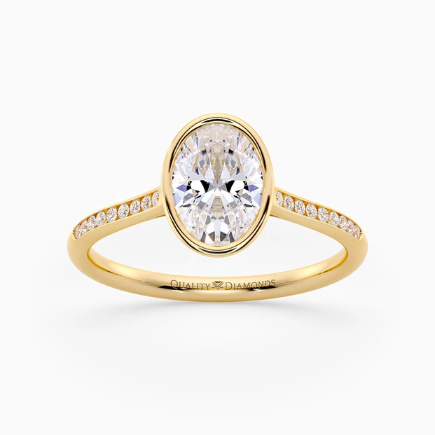 Diamond Set Oval Carina Diamond Ring in 18K Yellow Gold