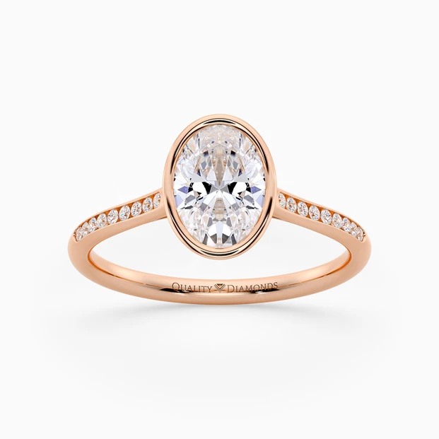 Diamond Set Oval Carina Diamond Ring in 18K Rose Gold